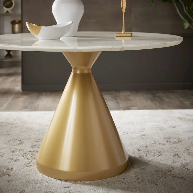 Darcy 46  Wide Faux Marble Round Dining Table by iNSPIRE Q Bold