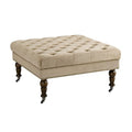 Abigal Tan Velvet Square Tufted Ottoman