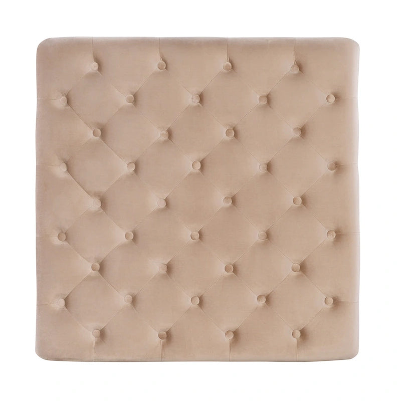 Abigal Tan Velvet Square Tufted Ottoman