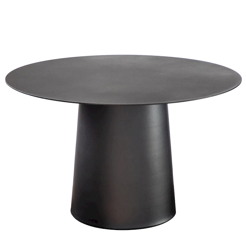 DancyHome Outdoor Mid Century Modern Metal Single Round Coffee Table -Black 23.6 W