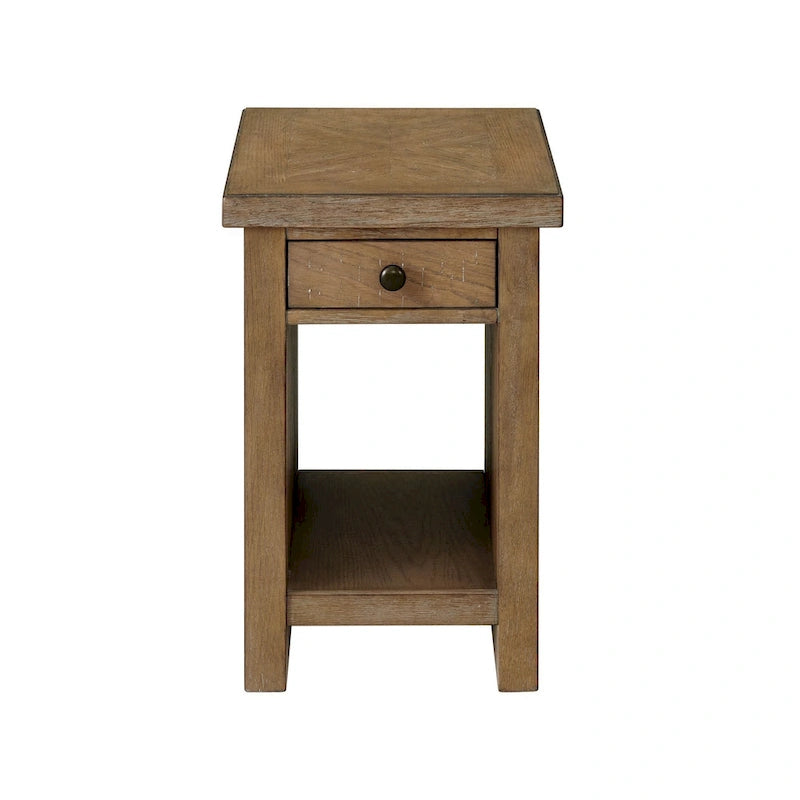 Landmark 16 Wide Chairside Table with 1 Drawer, Weathered Oak