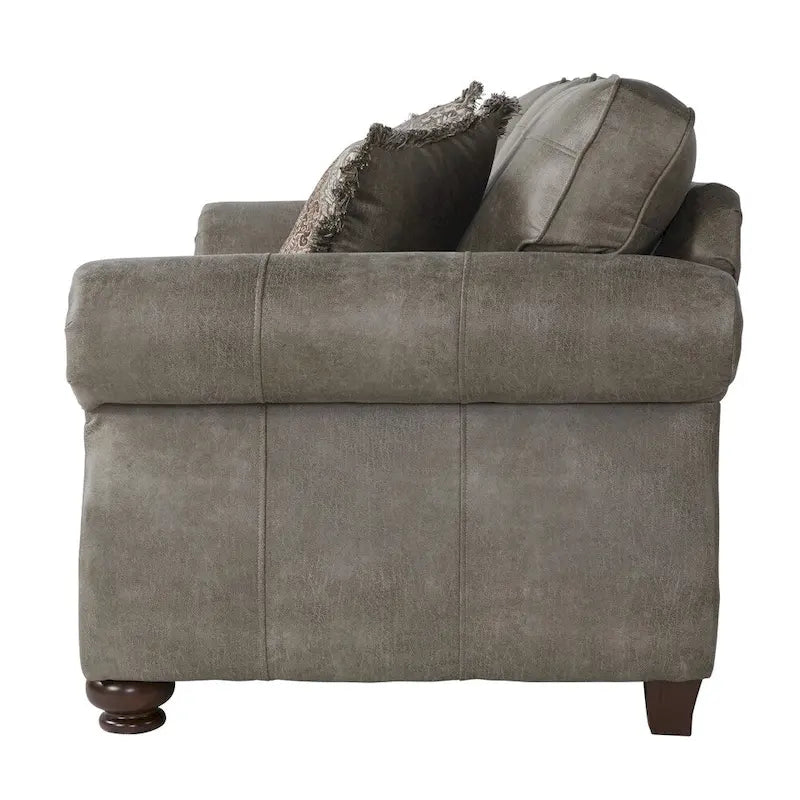 Roundhill Furniture Leinster Stone Grey Faux Leather-upholstered Nailhead Loveseat