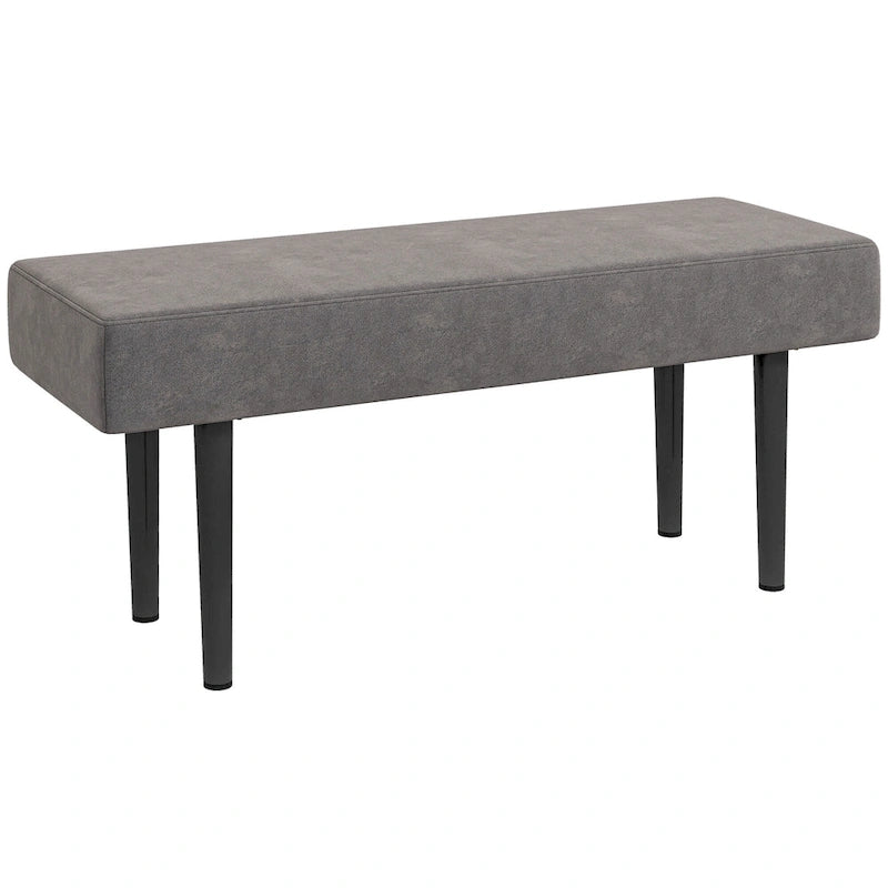 HOMCOM 39  End of Bed Bench, Upholstered Entryway Bench with Steel Legs, Bedroom Bench, Gray