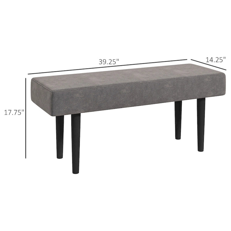 HOMCOM 39  End of Bed Bench, Upholstered Entryway Bench with Steel Legs, Bedroom Bench, Gray