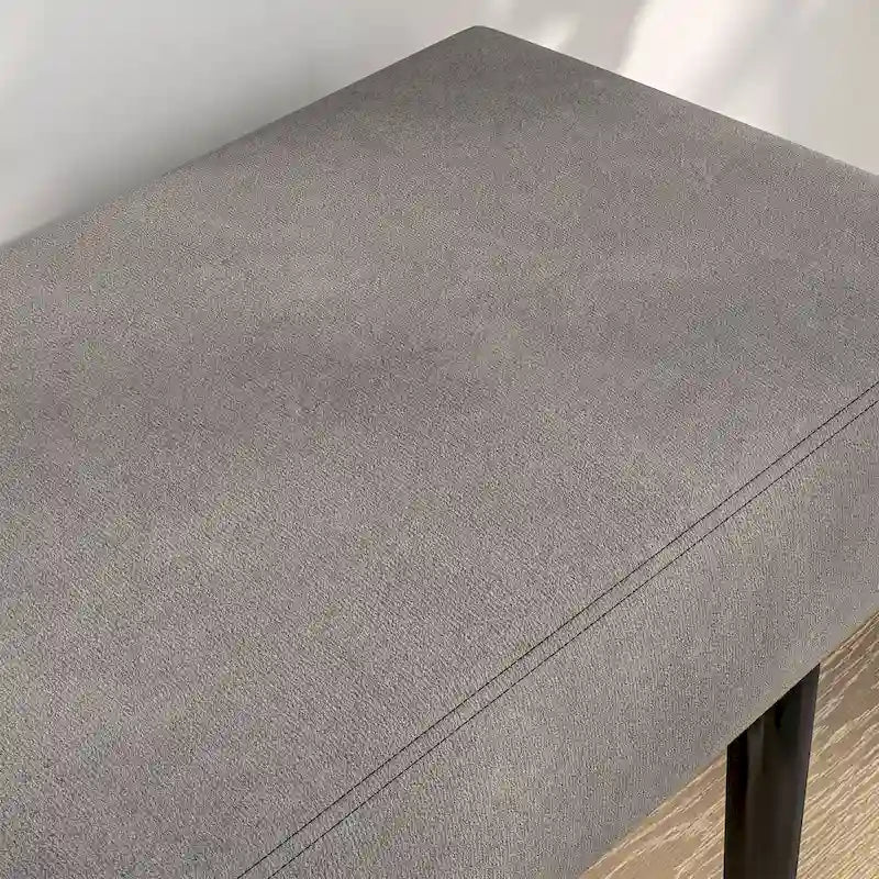 HOMCOM 39  End of Bed Bench, Upholstered Entryway Bench with Steel Legs, Bedroom Bench, Gray