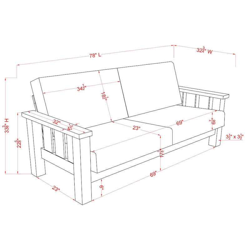 Jimo Farmhouse Rustic Oak Fabric Upholstered Wooden Arms Sofa by Furniture of America