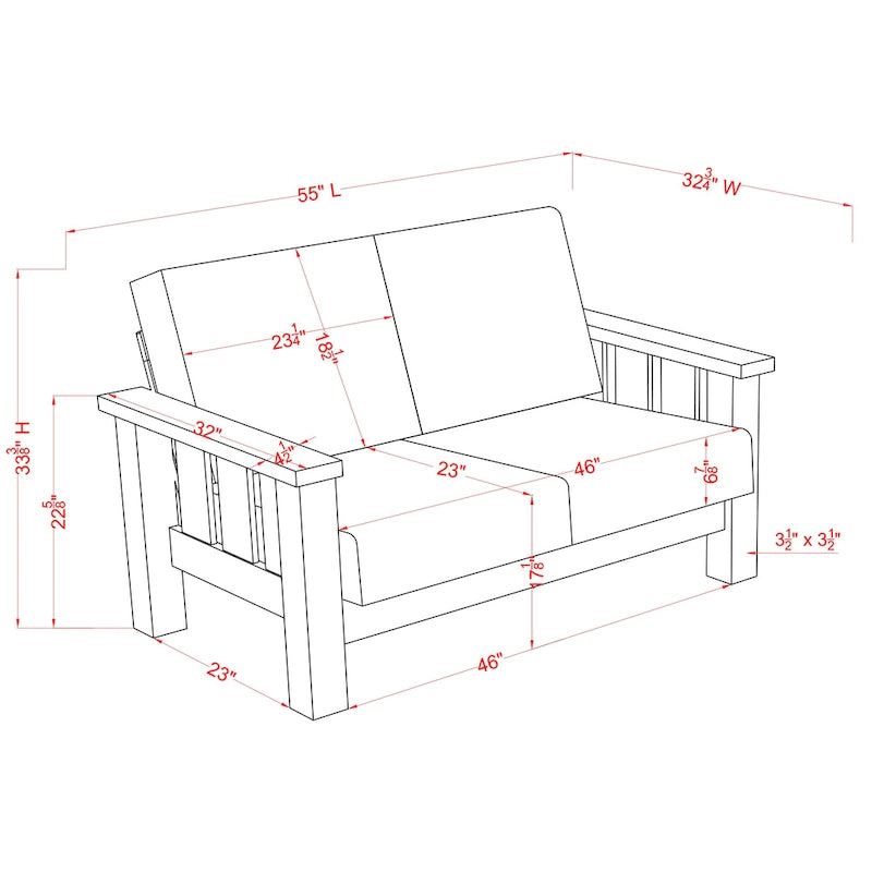 Jimo Traditional Rustic Oak Linen Fabric Loveseat by Furniture of America
