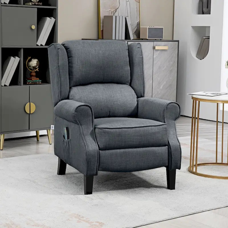 HOMCOM Wingback Heated Vibrating Massage Chair,Accent Sofa Upholstered Massage Recliner Chair Push-back with Remote Controller