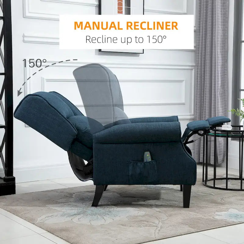 HOMCOM Wingback Heated Vibrating Massage Chair,Accent Sofa Upholstered Massage Recliner Chair Push-back with Remote Controller