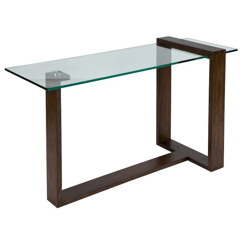 Console en bois de chêne et verre Bristow Modern