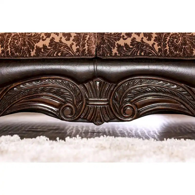 Quez Traditional Brown Faux Leather Rolled Arms Sofa by Furniture of America