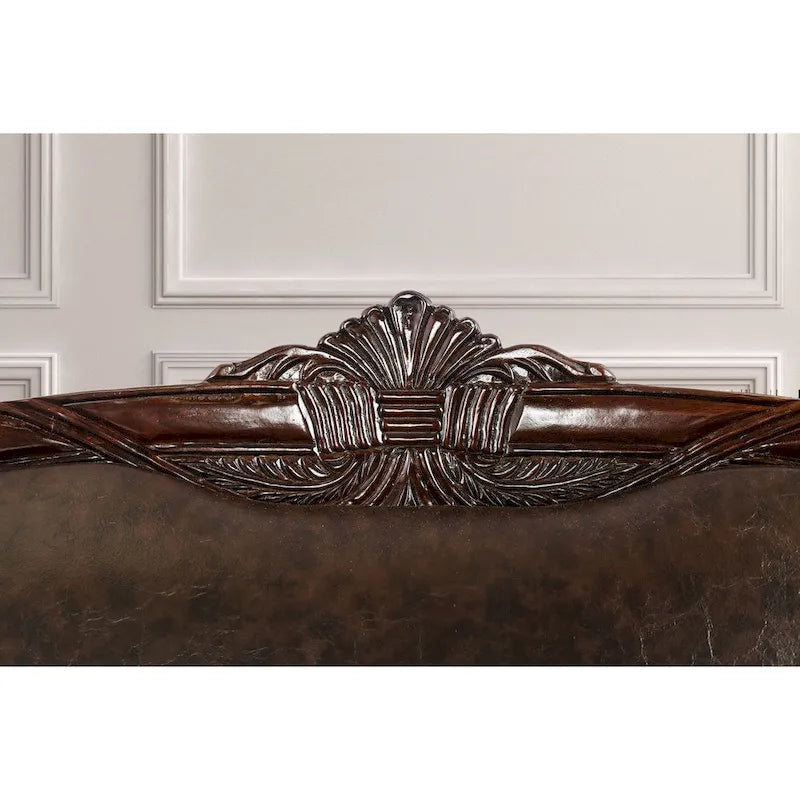 Quez Traditional Brown Faux Leather Rolled Arms Sofa by Furniture of America