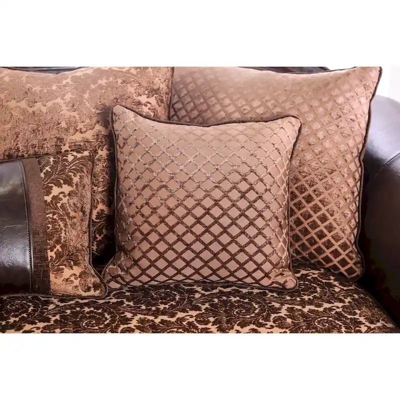 Quez Traditional Brown Faux Leather Rolled Arms Sofa by Furniture of America