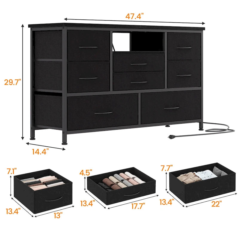 TV Stand & Chest of Drawers with AC Outlets