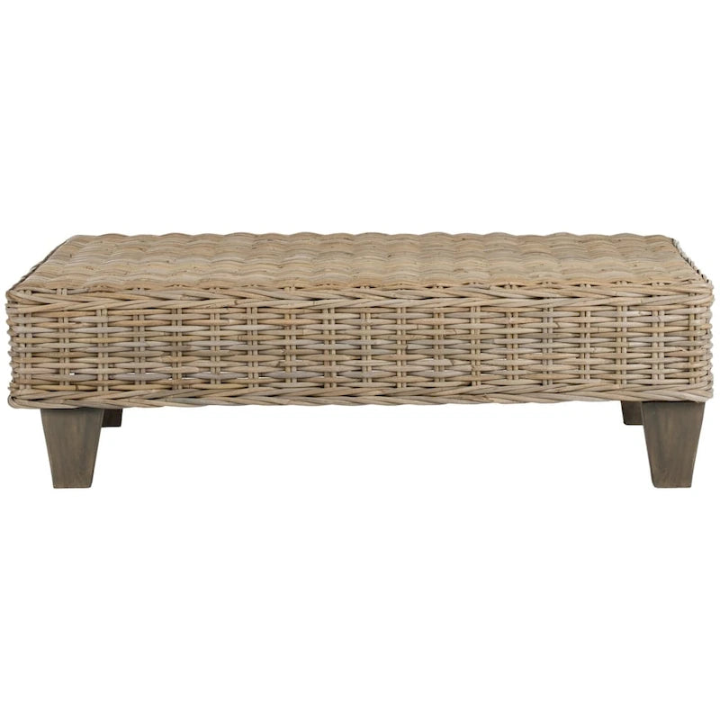 SAFAVIEH Leary Washed Natural Wicker Bench - 40.6  x 27.6  x 12.2