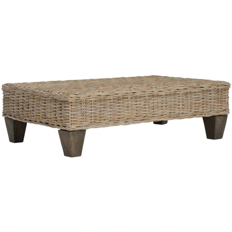 SAFAVIEH Leary Washed Natural Wicker Bench - 40.6  x 27.6  x 12.2