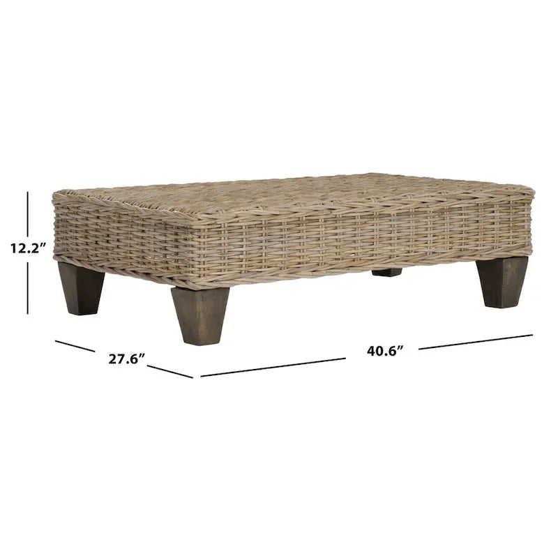 SAFAVIEH Leary Washed Natural Wicker Bench - 40.6  x 27.6  x 12.2