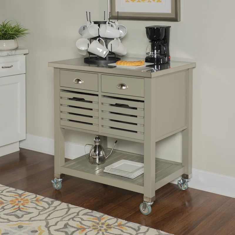 The Gray Barn White Squirrel Grey Wood Kitchen Cart