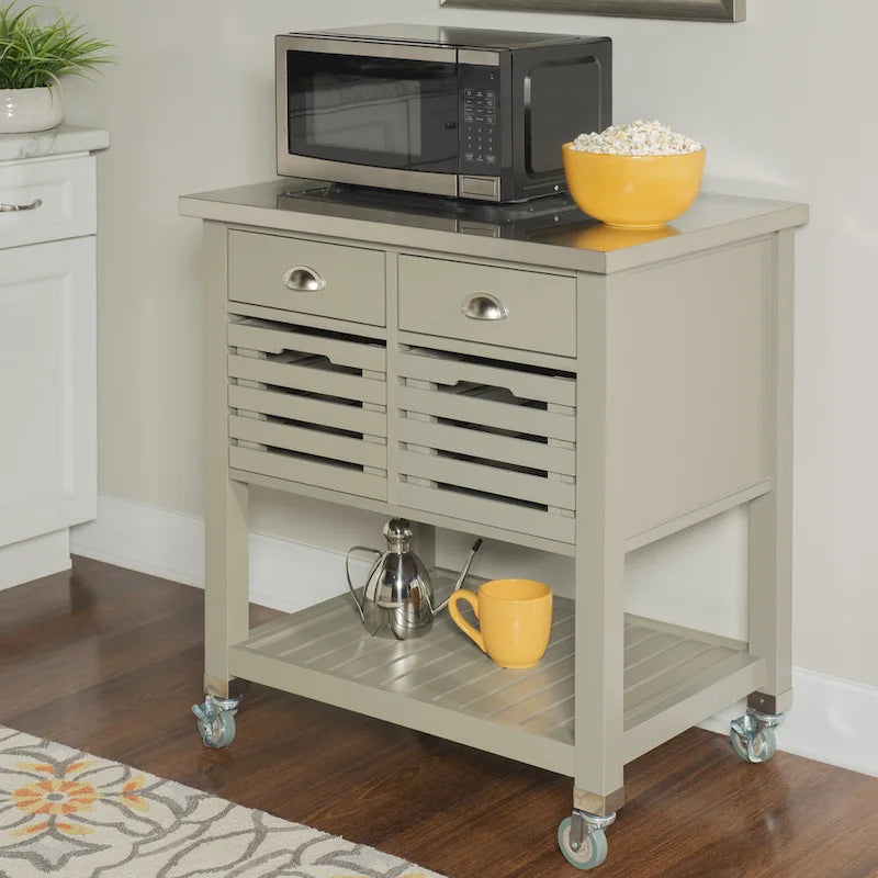 The Gray Barn White Squirrel Grey Wood Kitchen Cart
