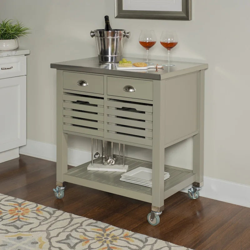 The Gray Barn White Squirrel Grey Wood Kitchen Cart