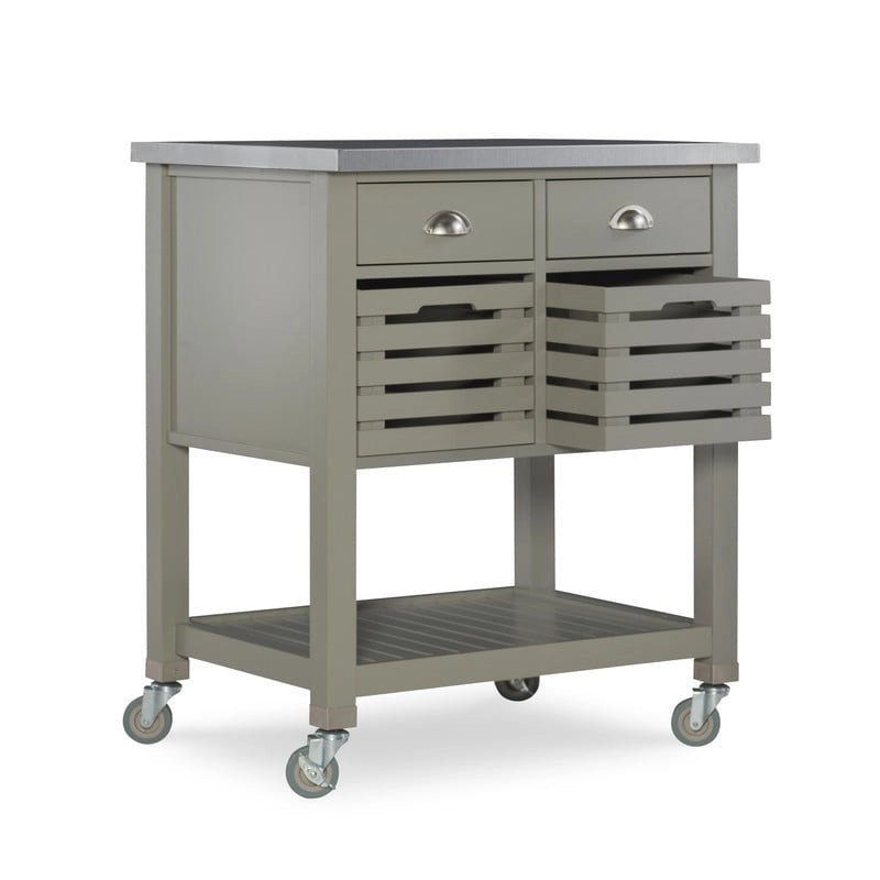 The Gray Barn White Squirrel Grey Wood Kitchen Cart