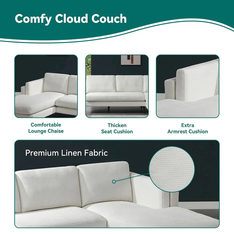 Modular L-shaped Sofa With a Reversible Design and Built-in Wooden Decorative Box