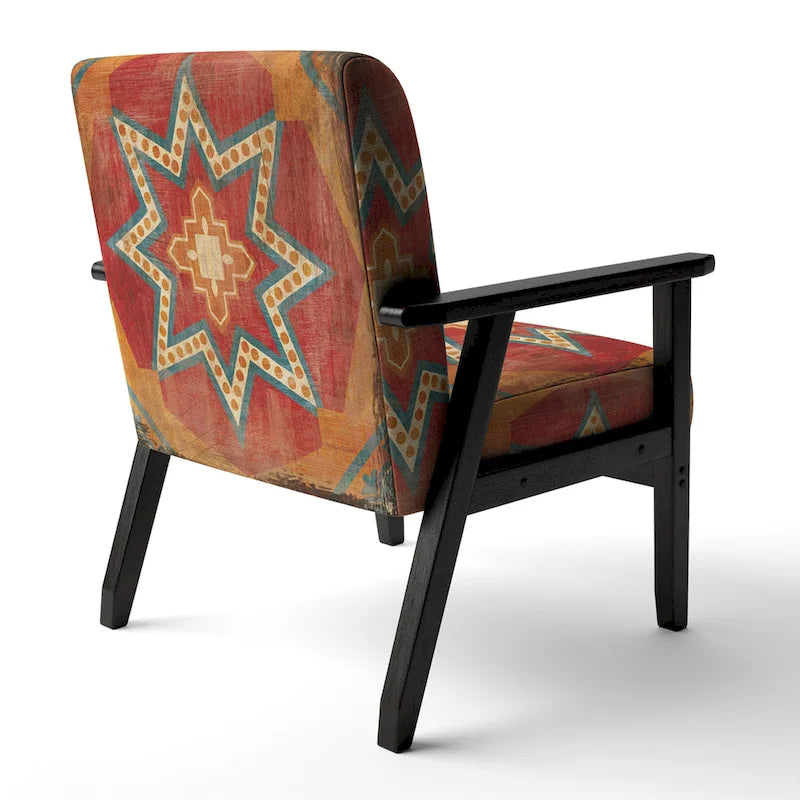 Designart  Moroccan Orange Tiles Collage I  Upholstered Bohemian Chic Accent Chair - Arm Chair