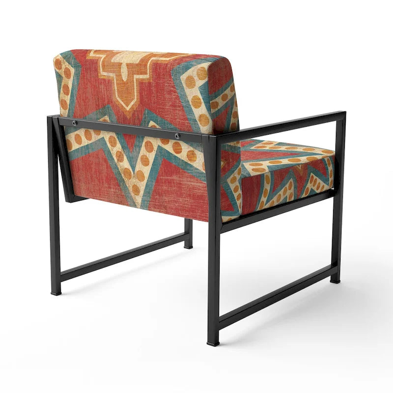 Designart  Moroccan Orange Tiles Collage I  Upholstered Bohemian Chic Accent Chair - Arm Chair
