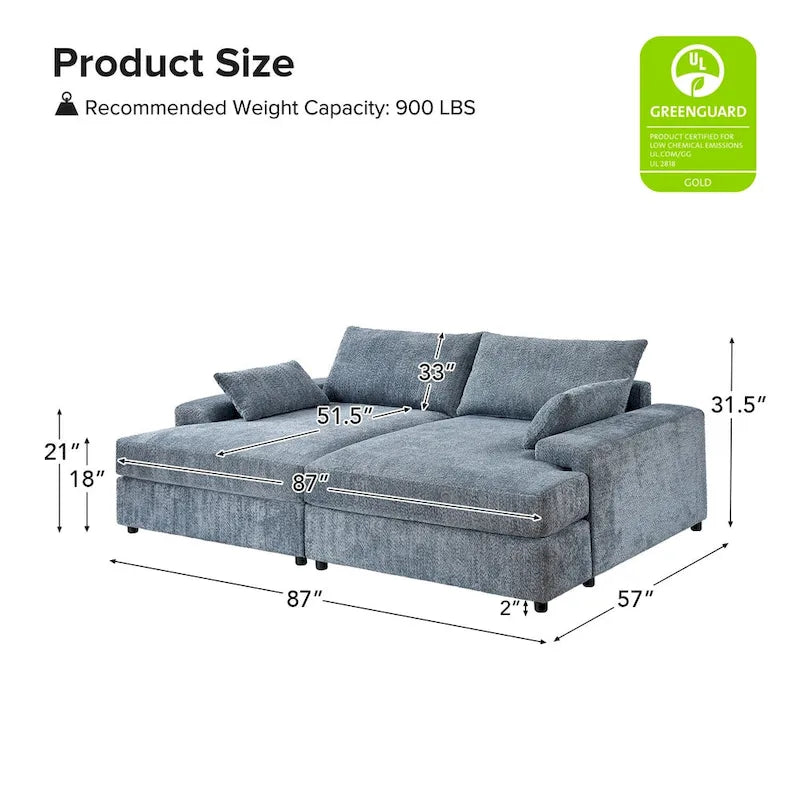 Conradus Modren Oversize 57  Deep Square Arm Sofa by HULALA HOME