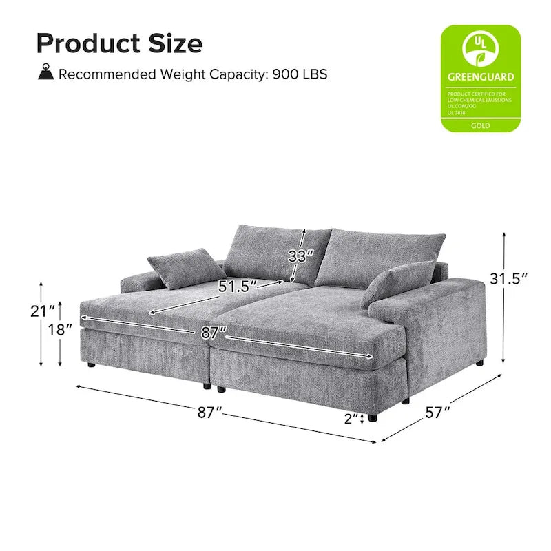Conradus Modren Oversize 57  Deep Square Arm Sofa by HULALA HOME