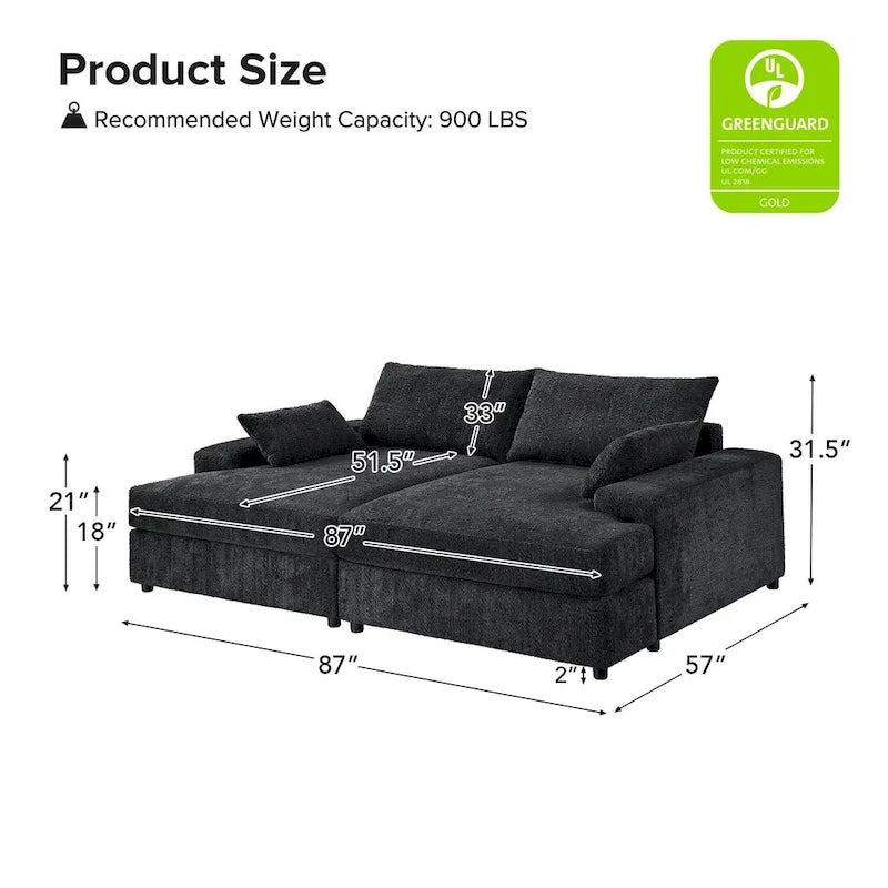 Conradus Modren Oversize 57  Deep Square Arm Sofa by HULALA HOME