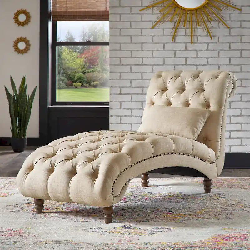 Knightsbridge Tufted Oversized Chaise Lounge by iNSPIRE Q Artisan