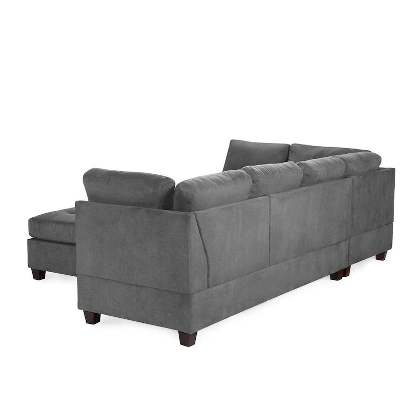 Poundex 3 Piece Fabric Sectional Sofa Set with Ottoman
