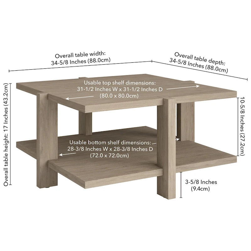 Ingrid 34.66  Wide Square Coffee Table