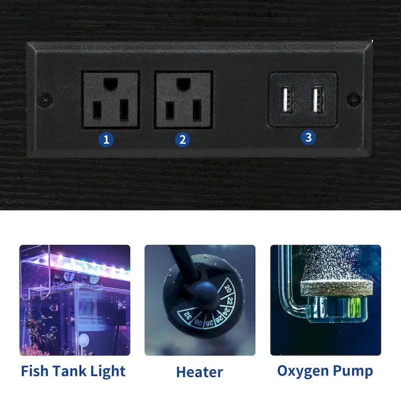 Moasis Aquarium Stand with Power Outlets and 7 Color RGB Light,Fish Tank Stand with Storage Cabinet