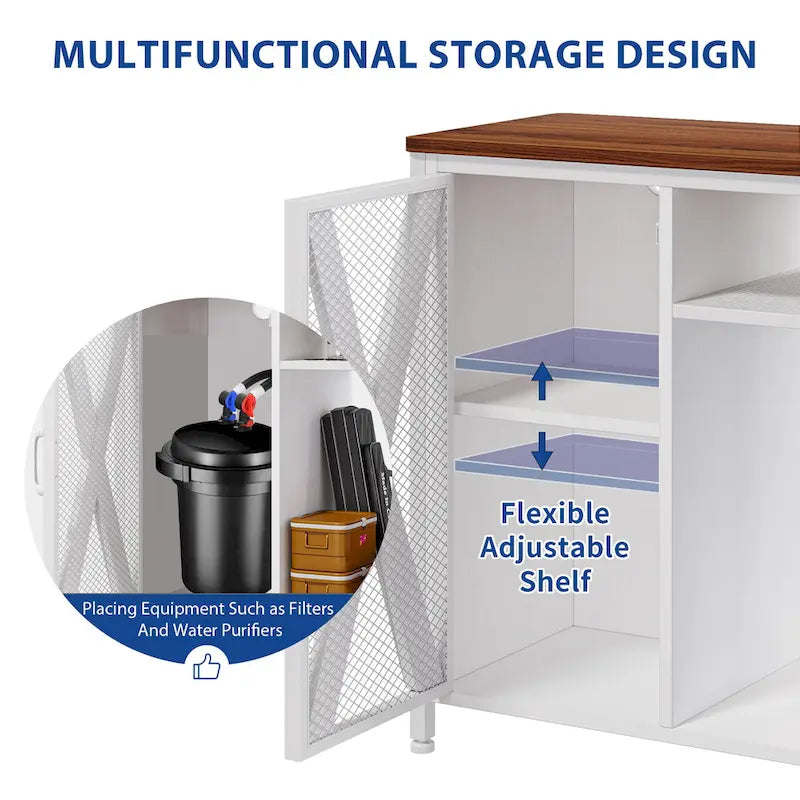 Moasis Aquarium Stand with Power Outlets and 7 Color RGB Light,Fish Tank Stand with Storage Cabinet