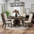 Cornerways Traditional Brown Solid Wood Pedestal Base Round Dining Set by The Gray Barn
