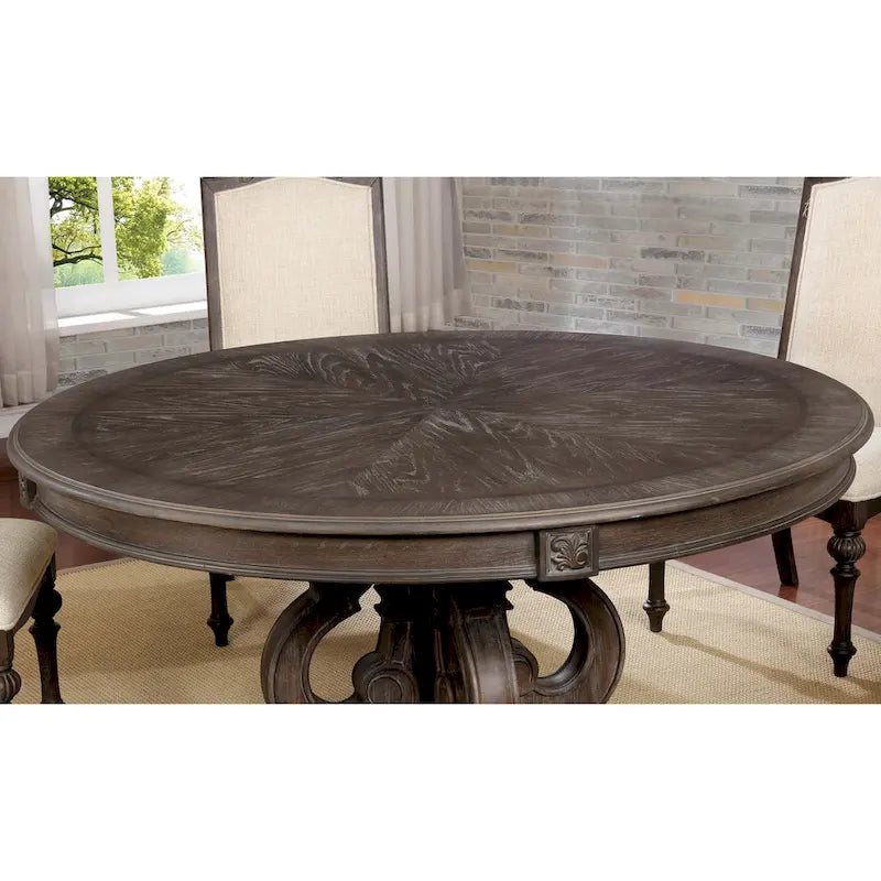 Cornerways Traditional Brown Solid Wood Pedestal Base Round Dining Set by The Gray Barn