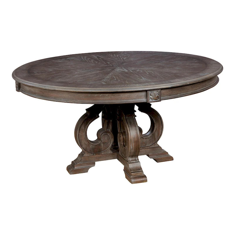 Cornerways Traditional Brown Solid Wood Pedestal Base Round Dining Set by The Gray Barn