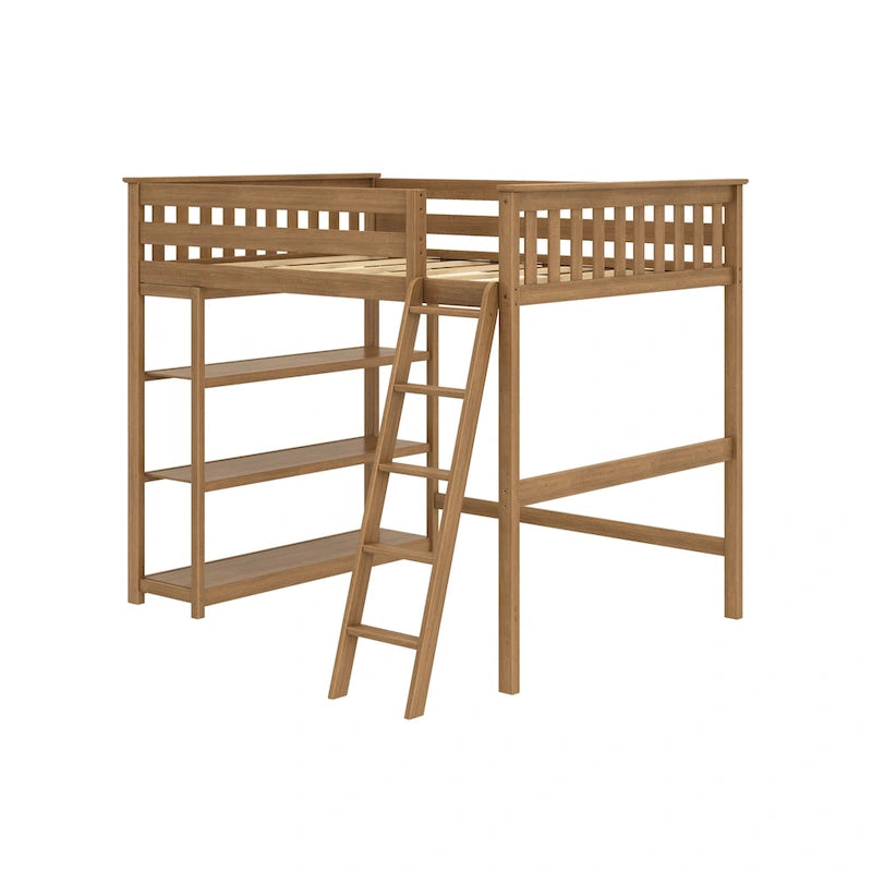 Max and Lily Full-Size High Loft Bed with Bookcase