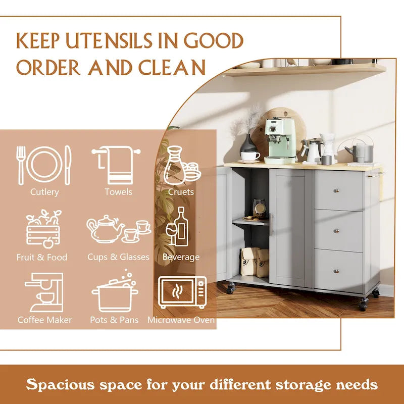 Futzca Storage Kitchen Island Cart - N/A