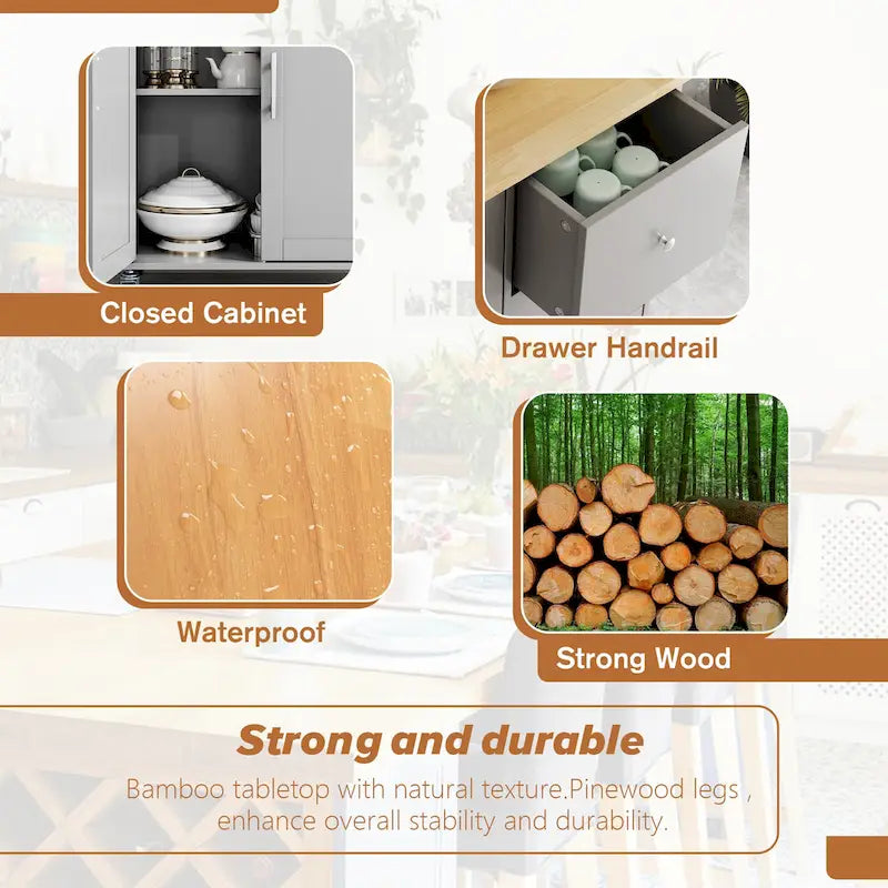 Futzca Storage Kitchen Island Cart - N/A