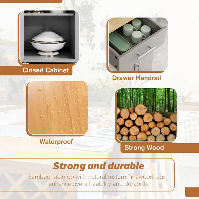 Futzca Storage Kitchen Island Cart - N/A