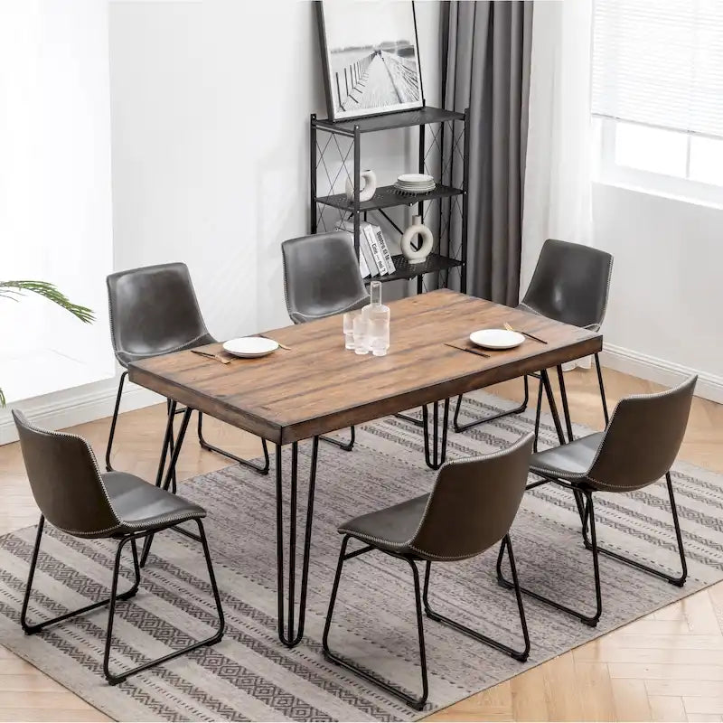 Roundhill Furniture Aryven Industrial 7-Piece Dining Set