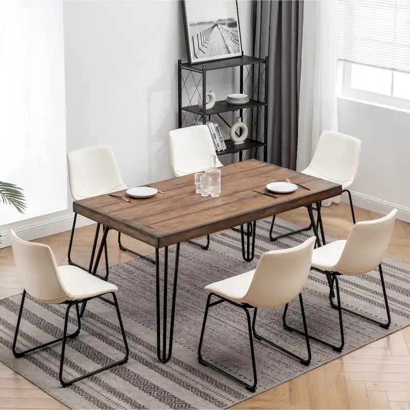 Roundhill Furniture Aryven Industrial 7-Piece Dining Set