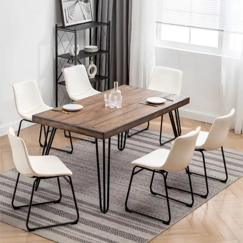 Roundhill Furniture Aryven Industrial 7-Piece Dining Set