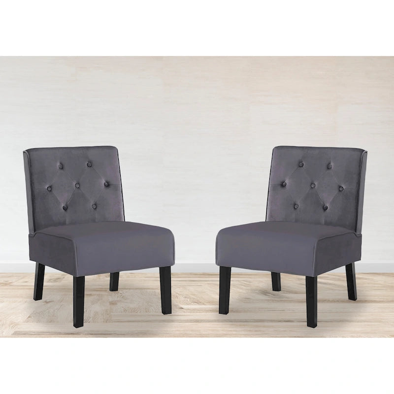 US Pride Nixon Velvet Tufted Back Accent Chair Set of 2