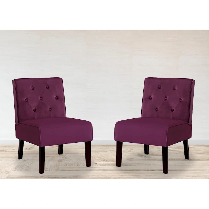 US Pride Nixon Velvet Tufted Back Accent Chair Set of 2
