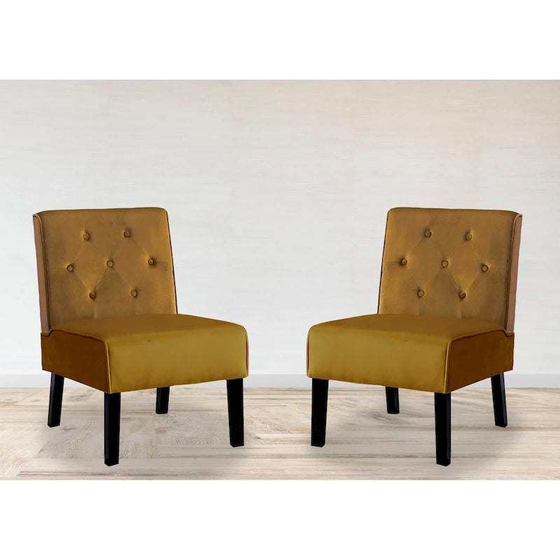 US Pride Nixon Velvet Tufted Back Accent Chair Set of 2