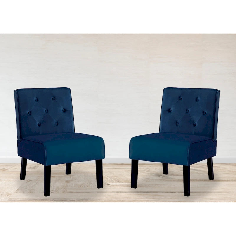 US Pride Nixon Velvet Tufted Back Accent Chair Set of 2